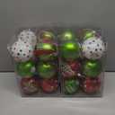 2 x Celltestria 12pcs Christmas Balls Ornament 3.15 Inch Red Green Glittering Hanging Christmas Balls for Tree Decoration Swirl Polka Dots Christmas Tree Baubles for Home Indoor Holiday Party Decor