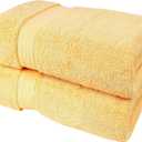 GLAMBURG 700 GSM Premium Cotton 2-Pack Oversized Extra Large Bath Sheet Set - 100% Combed Cotton - 2 Bath Sheets 35x70 - Luxury Hotel & Spa Quality - Durable Ultra Soft Highly Absorbent - Yellow