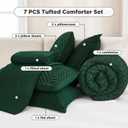 Andency King Size Comforter Set 7 Pieces Dark Emerald Green - Bed in a Bag King Boho Lightweight Fluffy Tufted Bedding Comforter Sets with Quilt Comforter, Sheets, Pillowcases & Shams
