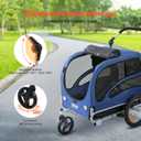 VEVOR Dog Bike Trailer, Supports up to 100 lbs, 2-in-1 Pet Stroller Cart Bicycle Carrier, Easy Folding Cart Frame with Quick Release Wheels, Universal Bicycle Coupler, Reflectors, Flag, Blue/Black