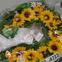 Front Door Wreath Sunflowers and Daisies, 20" Spring Wreaths for Front Door, Wreaths for Front Door w/Long Door Hook, Optional Reversible Welcome and Blessed Sign Spring Wreath, Front Door Decor