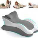 Memory Foam Ergonomic Reading Pillow for Bed, Multi-Position Support Pillow for Reading in Bed, Prone Sleeping, Lumbar & Leg Support, Helps Relieve Back Pain, Acid Reflux, with Removable Cover