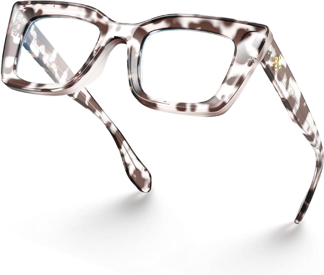 VISOONE Spring Hinge Cat Eye TR90 Blue Light Blocking Glasses with Anti Computer Glare for Women CALIDA (Cheetah Tortoise)