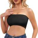QWD Strapless Bras for Women Bandeau Bra Push UP Women's Tube Top Bralette Seamless Non-Padded (Medium, Black)