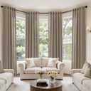 MIULEE Dark Taupe Linen Curtains 84 Inch Long 4 Panels Light Filtering Window Drapes with Rod Pocket Back Tab for Living Room Bedroom Farmhouse Decor 42" W x 84" L Inches