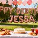 Rose Gold Happy Birthday Balloon Banner Personalized Name 16 Inch Foil happy birthday balloons letters with A-Z set and extra letters Birthday Party Decorations Happy happy birthday balloon