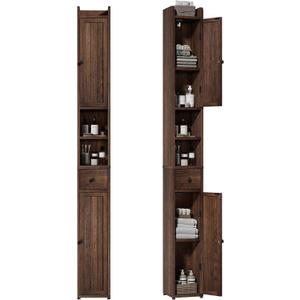 ChooChoo Narrow Bathroom Storage Cabinet with Adjustable Shelves and Drawer, 7.87"D x 7.87"W x 70.87"H