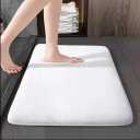 Memory Foam Bath Mat, 47" x 20", Ultra Soft and Non-Slip Bathroom Rugs, Water Absorbent and Machine Washable Bath Rug Runner for Bathroom, Shower, and Tub, White