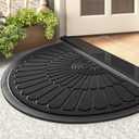 Door Mat Outdoor Indoor Entrance Doormat-Semicircular Durable Rubber Non Slip Front Door Mat for Outside Inside Entry Entryway Dirt Trapper Welcome Mat for Muddy Paws and Shoes-Black 24x36 (2' x 3')