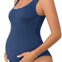 Summer Mae Seamless Maternity One Piece Swimsuit One Size Fits Bathing Suit Ribbed U-Shaped Back Pregnancy Swimwear