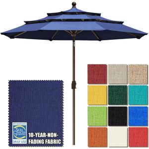 EliteShade USA 10-Year-Non-Fading 9ft 3-Tier Market Patio Umbrella, Commercial Grade Outdoor Table Umbrella with Crank Open, Windproof & UPF 50+ UV Protection, Heavy Duty Ventilation for Garden, Deck, Pool, Backyard, Beach & Bistro, Navy Blue