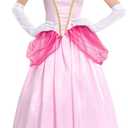 Princess Peach Costume Adult Puff Sleeve Long Dress+Glove +Crown 3Pcs Fairy Outfit Halloween Christmas Carnival Cosplay XXL
