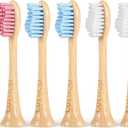 Bamboo Electric Toothbrush Heads, Plant-Based Soft Bristles Electric Toothbrush Replacement Heads, Compatible with Philips Sonicare (Mix and Match 3 Colors)