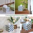 CHI AN HOME 5.7" Square Tissue Box Cover, Handmade Checkered Cube Tissue Box Cover with Capiz Shells, Decorative Mother of Pearl Tissue Holder for Living Room, Bathroom, Bedroom or Office (Navy Blue)