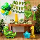 SNLN Dinosaur 1st Birthday Party Decorations for Boys Girls, Cute Foil Dinosaur Heart Star Balloons with Happy Birthday Banner Latex Balloons for Dino Baby Shower Kids Jungle Theme Party Supplies