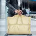 Lazebox 43" Travel Garment Bag with Accessories Zipper Pocket, Heavy Duty Suit Bag for Suits, Tuxedos, Dresses, Coats, Beige, 1 pack
