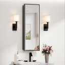 TokeShimi 12x36 Recessed Medicine Cabinet with Mirror Surface Mount, Aluminum Framed Metal Black Medicine Cabinet Mirrored, Bathroom Beveled Mirror with Storage Adjustable