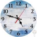Abstract Teal Blue Modern Kitchen Wooden Clocks Easy To Read Wall Clock Battery Operated Hanging Clock For Living Room Dining Room School 