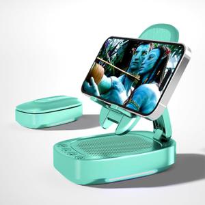 Gifts for Men, Cell Phone Stand with Wireless Bluetooth Speaker for Men with LED Atmosphere Light HD Surround Sound Speaker for Home, Office, Birthday, Anniversary, Compatible with iPhone/iPad Tablet (Green)