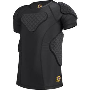 Youth Boys Football Rib Protector for Paintball Baseball Compression Padded Chest Protective (New Black Padded Shirt), Size: Y-L(Chest 28.5inch~30.5inch)