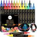 48 Colors Acrylic Paint Pens, 24 Pack Dual Tip Acrylic Paint Pens Markers for Rock Painting, Wood, Stone, Canvas, Ceramic, Glass Surfaces, DIY Crafting & Art Supplies