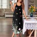 Ekouaer Women's Sleeveless Nightgown Long Nightgowns for Women Full Slip Soft Nightshirt Wide Strap Sleepwear Lounge Dresses (Black, L)