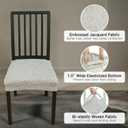 Pro Fit Dining Chair Seat Covers (Off-White, Set of 2)  Embossed Stretch Slip Covers with Rear Flap and Raised Jacquard Design, Elastic Seat Protectors, Machine Washable for Kitchen Chairs