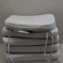 AAAAAcessories D-Shaped Chair Cushions, 2" Thick Dining Chair Pads with Ties and Removable, Machine-Washable Cover, 17" x 16", Set of 6, Pinstripe Blue