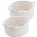Happyiren Cute Woven Storage Basket with Handle, Baskets for Gifts Empty, Gift Baskets for Mothers Day Birthday Baby Shower Raffle Burr Fundraiser Teacher, Decorative Organizer Box for Home Refresh (2 Pack, White, 2 Pack)