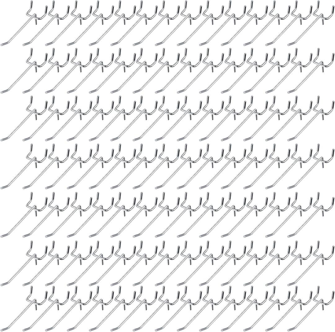 Funrous 100 Pack Peg Board Hooks Stainless Steel Pegboard Hooks Shelving Display Hanging Peg Board Holders for 1/8 and 1/4 Garage Storage Tools Organizer(4 Inch)