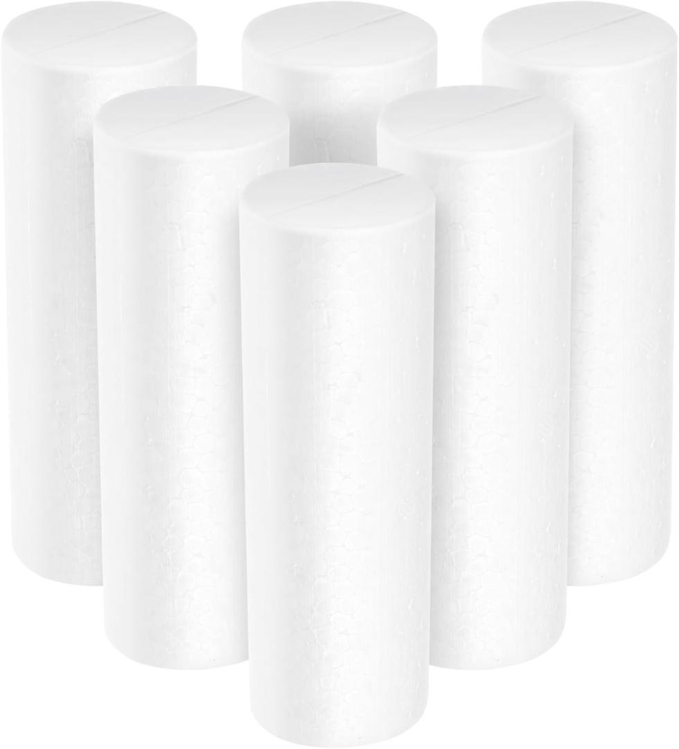 Operitacx 6pcs Foam Cylinders  Lightweight Polystyrene Foam Packaging, DIY Christmas Decorations, Craft Supplies for Floral Arrangements, Model Making & Gift Wrapping