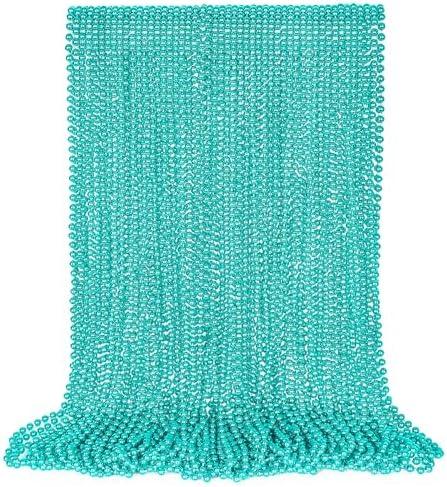 VLUV 36Pcs Beaded Necklace, Mardi Gras Beads Necklaces Accessories, 33 Inch Bead Costume for Women Man, Festival Parade Throw Supplies