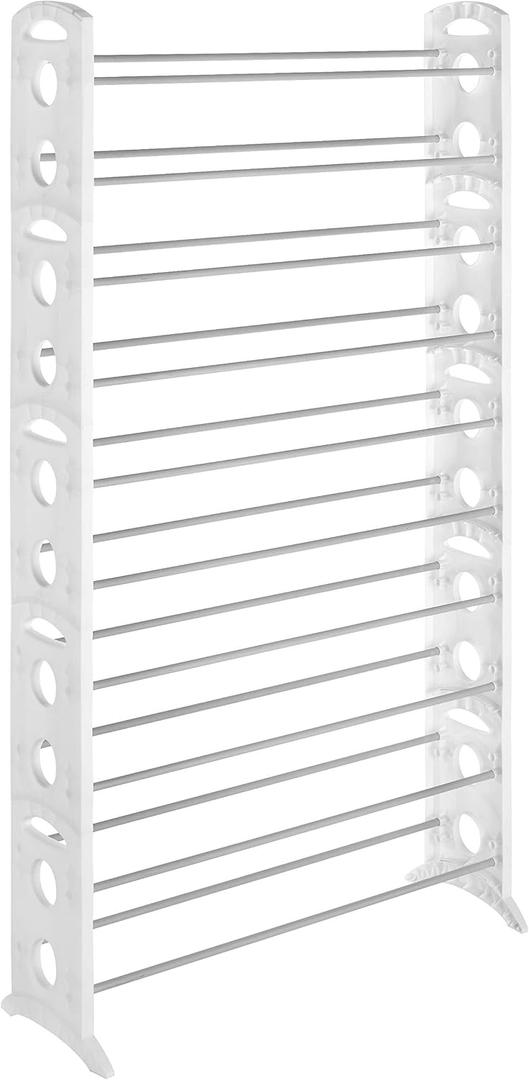 Whitmor Floor 50 Pair Shoe Tower 10 Tier White