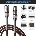 Kxable XLR Microphone Cable 200 FT, XLR Male to Female Balanced Mic Cable, 3-Pin Shielded Speaker Cord, Zinc Alloy Connectors, 22AWG Pure Copper, Metal Spring SR, Recording Studio, Podcast, Brown