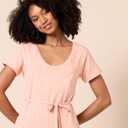Amazon Essentials Women's Short Sleeve Belted Midi T-Shirt Dress (Coral Pink)