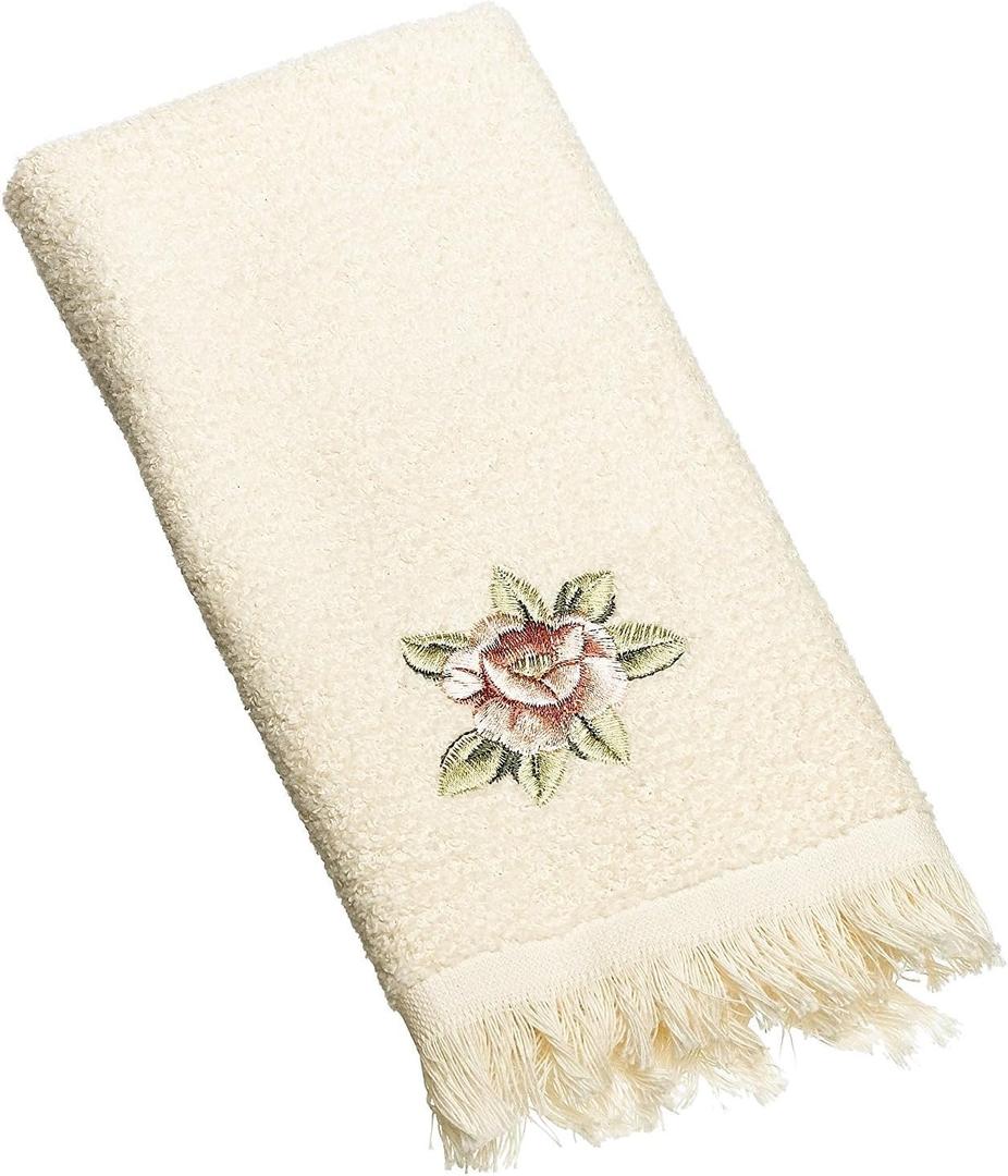 Avanti Linens Rosefan Fingertip Towel, Ivory, 18.00" x 11.00"