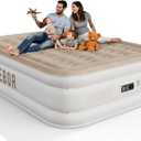 Sebor Air Mattress Queen with Built-in Pump 18", Comfortable Self-Inflating Air Mattress with High-Speed Pump, Durable Blow Up Mattress Queen with Storage Bag for Guests, Camping, Travel (Khaki)