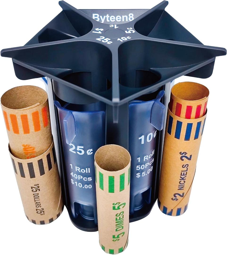 Coin Counter Coin Sorter TubeCreative 5-in-1 Change Sorter Coin Organizer Change Counter Machine Coin Roller Coin Bank Holder Coin WrappersSuper Easy to Use & Accurate Great Gift for Kids