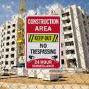 SmartSign 18 x 12 inch “Construction Area - Keep Out, No Trespassing, 24 Hour Surveillance” Metal Sign, 63 mil Aluminum, 3M Laminated Engineer Grade Reflective Material, Multicolor