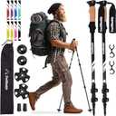 TrailBuddy Trekking Poles - Lightweight, Collapsible Hiking Poles for Snowshoe & Backpacking Gear - Pair of 2 Walking Sticks for Hiking, 7075 Aluminum with Cork Grip (Black Raven)
