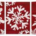 KREATIVE ARTS 3-Piece Rustic Winter Snowflake Canvas Wall Art Set  Modern Abstract Nordic Chic Framed Prints for Living Room, Bedroom, Bathroom 12"x16" Each (Red)