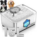 SIBAYS 4Gal/15L Large Dog Water Fountain, Stainless Steel Pet Fountain with Water Window & LED Light, Ultra Quiet Automatic Dog Water Bowl Dispenser for Large Dogs & Multipet, Easy to Clean FS76