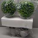 MyGift 15 Inch Artificial Boxwood Topiary Tree - 2 Pack Potted Faux Plant Balls in Gray Pulp Planter, Tabletop Home Dcor