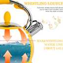 SUSTEAS Stove Top Whistling Tea Kettle - Food Grade Stainless Steel Teakettle Teapot with Cool Touch Ergonomic Handle, With 1 Silicone Pinch Mitt Included, 2.64 Quart,YELLOW