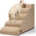 Aodisman 5-Step Dog Stairs and Ramp for High Bed, Non-Slip Sturdy Pet Steps for Small Dogs and Cats,22.2" H,Khaki