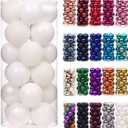 Emopeak 24Pcs Mini Christmas Balls Ornaments for Xmas Tree - 1.2 Inch Small Shatterproof Christmas Tree Decorations Hanging Ball for Holiday Wedding Party Decoration White