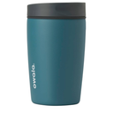 Owala SmoothSip Slider Insulated Stainless Steel Coffee Tumbler, Reusable Iced Coffee Cup, Hot Coffee Travel Mug, BPA Free 12 oz, Grey/Blue (High Dive)