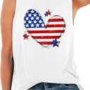 American Flag Tank Tops Women Sunglass Graphic Tees Shirts Casual Sleeveless 4th of July Shirt Tops (Medium, White3)