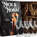 Crystal 5 oz Retro Nick and Nora Coupe Glasses | Set of 6 | Vintage Bar Glassware for Martini, Manhattan, Cosmopolitan, Classic 4 oz Cocktail Drinks | Small Drinking Coups with Long Stems