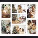 Golden State Art, 13.7x15.7 Matted Black Wood 7-Opening for 4 x 6 Collage Picture Frame